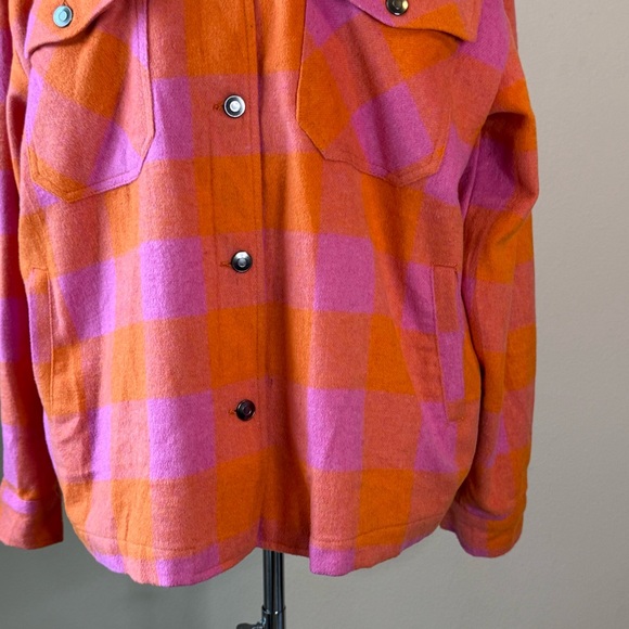 VELVET HEART Plaid Flannel Shacket Size XL Pink Orange - Picture 3 of 12